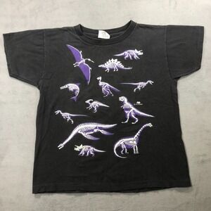 Vintage 90s Dinosaur Skeleton X-Ray Graphic T-Shirt Boys Large Single Stitch USA